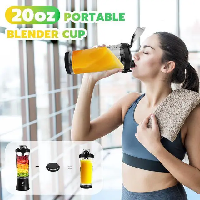 Alt view image 11 of 14 - Portable Blender Personal Juicer for Shakes and Smoothies - 20 OZ Electric Protein Shaker Bottle with Insulated Sleeve, Travel Lid, USB-C Rechargeable - Mini Small Blender Cup for Kitchen, Office, Gym