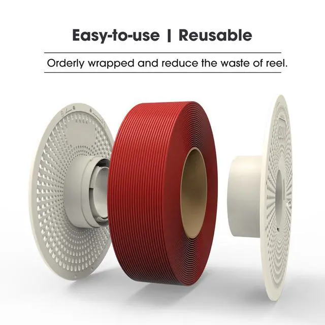 Alt view image 10 of 14 - PLA+ Refilament 1.75mm and Upgarded eSpool+ Set, Reusable and Removable Filament Spool Replacement with 3D Printer Refill PLA Plus, 1KG Spoolless 3D Printing Filament, Bone White