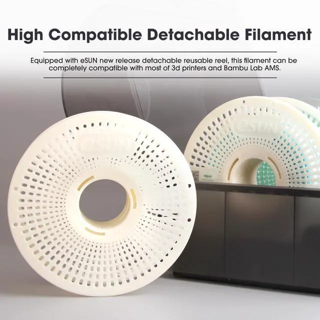 Alt view image 11 of 14 - PLA+ Refilament 1.75mm and Upgarded eSpool+ Set, Reusable and Removable Filament Spool Replacement with 3D Printer Refill PLA Plus, 1KG Spoolless 3D Printing Filament, Bone White