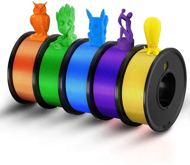 Alt view image 7 of 12 - 3D Printer Filament PLA 1.75mm 3-D Printing Materials 5 Colors Bundle Print Filimate 1.75 mm Orange Green Blue Yellow Purple Filiment1.75 Accuracy ±0.02mm Fillament Spool Vacuum Pack 250G X 5