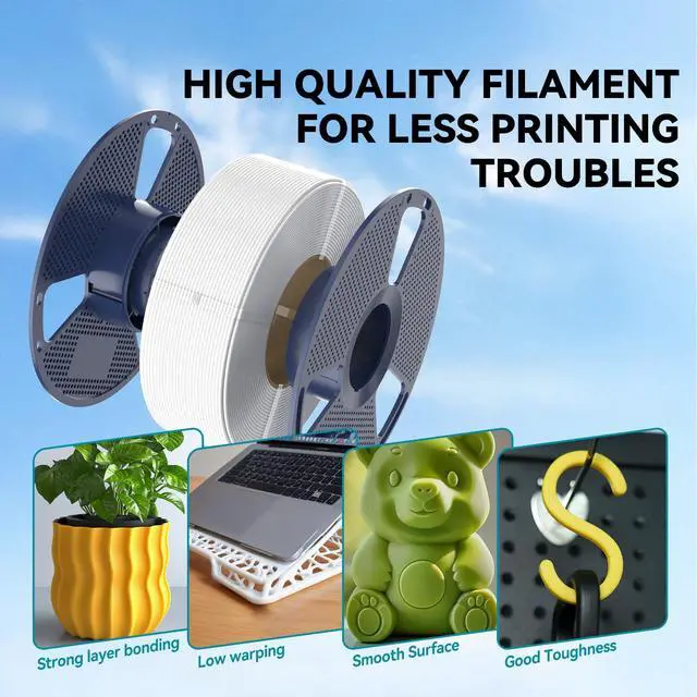 Alt view image 12 of 14 - 4kg PLA 3D Printer Filament Bundle, Neatly Wound PLA Filament 1.75mm ±0.02mm, Individually Vacuum Packed, 4kg in Total, 1kg per Spool, 4 Pack, 4000g, 4Black