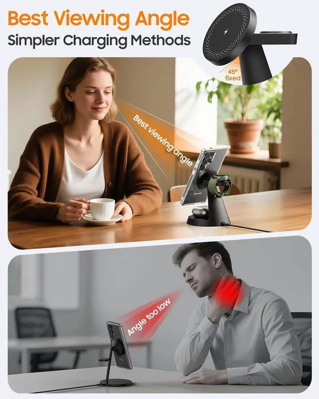 Alt view image 12 of 14 - Wireless Charger for Samsung, 3 in 1 Charging Station Compatible with MagSafe Samsung Charger for Galaxy S26 Ultra S25 Z Fold7/Flip7, Watch Charger Stand for Galaxy Watch Ultra 8 7, for Buds