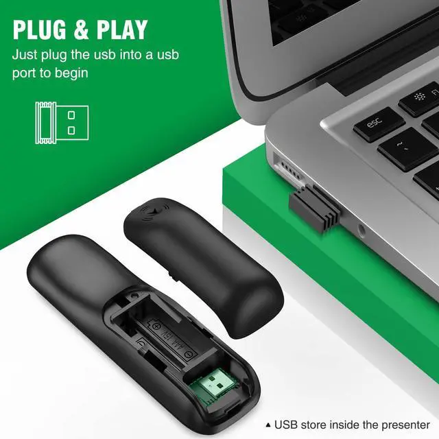 Alt view image 10 of 14 - Presentation Clicker Mouse Control with Green Light for PowerPoint Presentations, Wireless Presenter Remote Control Slide Clicker for Classroom Office