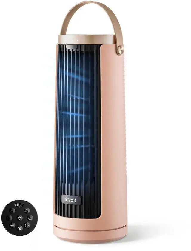 Main image of Tower Fan for Bedroom, 20dB Quiet Desk Fan with 23ft/s, Portable & Easy to Carry, 3-Angle & 5-Speed Mini Oscillating Fan, DC Motor, Bladeless, Remoter, 12H Timer, for Home, Room, Office, Pink