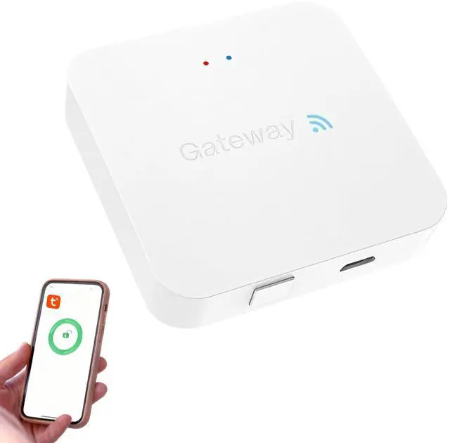 Main image of Smart Tuya WiFi Gateway Hub Compatible with Tuya Smart Lock, Remote Access Door Lock Control Device with Alexa Voice Integration, White