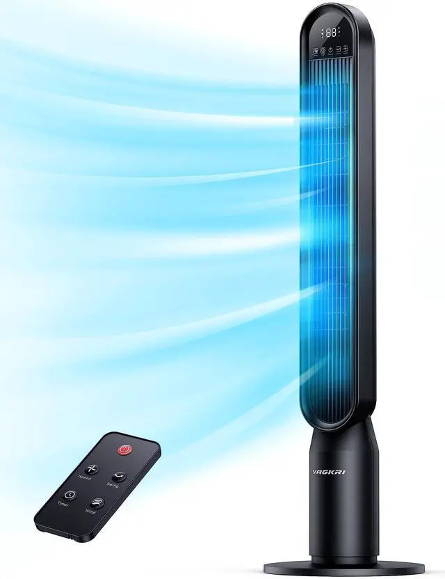 Main image of Tower Fan for Bedroom, 42 Inch Quiet Floor Fan with 135° Vertical 90°Oscillation Fans for Indoors, 4 Modes, 4 Speeds, 15H Timers Standing Bladeless Fans with Remote Black