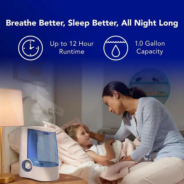 Alt view image 4 of 7 - Warm Mist Humidifier Filter-Free 1-Gal Tank, Auto Shut-Off, Night Light, VapoPad and VapoSteam Compatible