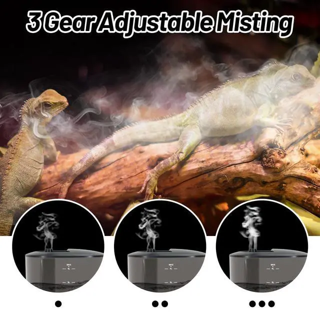 Alt view image 4 of 7 - 4L Reptile Humidifier Fogger Top Fill, Automatic Misting System for Reptiles, Adjustable Fogging, Leak-Proof, Timing Terrarium Mister Tank Humidifier for Snake Chameleon Frog Hermit Crab