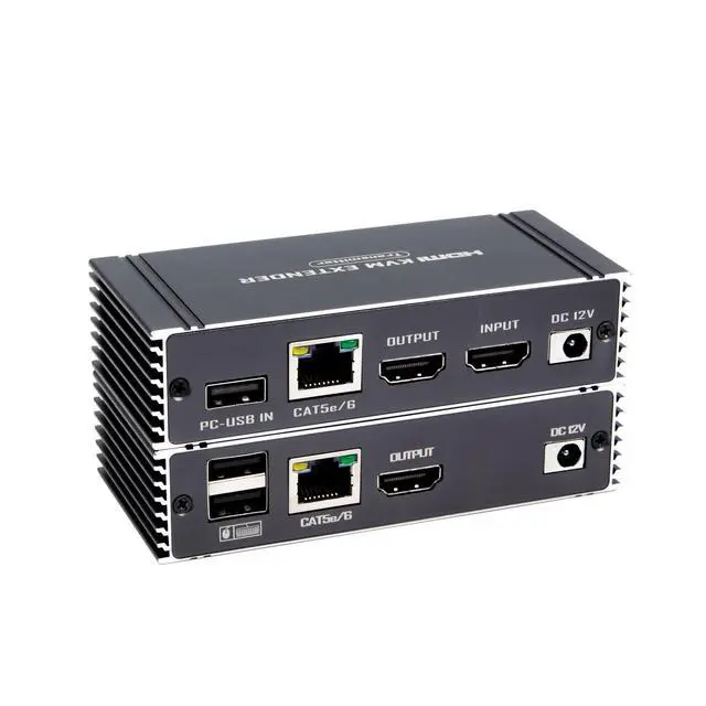 Alt view image 2 of 7 - 4K 60Hz 65M HDMI KVM Extender, HDMI Extender with USB KVM Control RJ45 65m Over Over Cat5e/Cat6 POC with Loop Support USB Keyboard Mouse for PC Computer