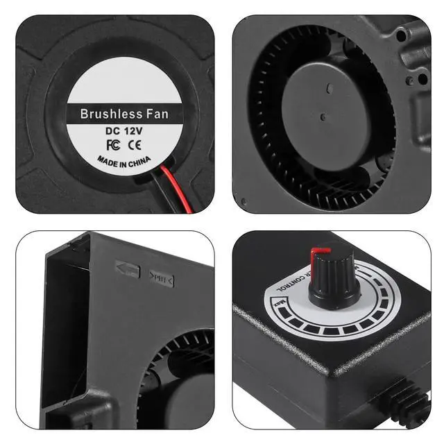 Alt view image 4 of 7 - 1 Set PC Fans 120mm (120mm x 32mm) with Variable Speed Controller 3V to 12V, Axial Computer Fan with AC Plug 110V 120V 220V, Vent Fan for PC Cooler Biltong Box Cabinet Receiver Xbox DVR