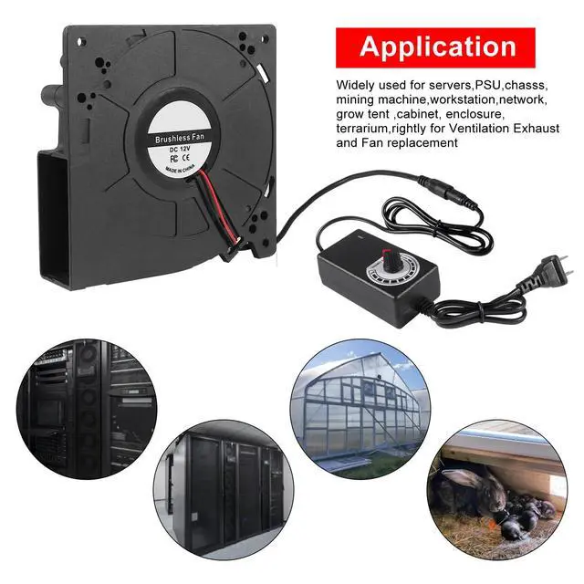 Alt view image 5 of 7 - 1 Set PC Fans 120mm (120mm x 32mm) with Variable Speed Controller 3V to 12V, Axial Computer Fan with AC Plug 110V 120V 220V, Vent Fan for PC Cooler Biltong Box Cabinet Receiver Xbox DVR