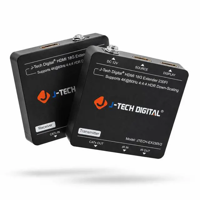 Main image of HDMI Extender 4K 60Hz Over Cat5e/6 Ethernet Cable Up to 230ft. Supports 4K Downscale HDMI Loop Out PoC HDR Bi-Directional IR