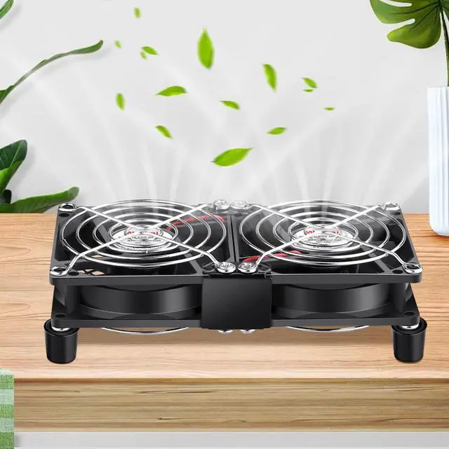 Alt view image 5 of 7 - 80mm x 25mm Computer Fan with AC Plug, Dual Ball Big Airflow Variable Speed Controller AC 110V 120V 240V for PlayStation Router Laptop PC Receiver DVR Xbox Modem AV Cabinet Electronics Cooling