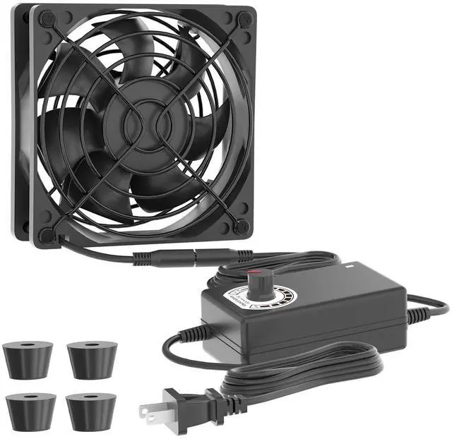Main image of Computer Fan with AC Plug 80mm 110V 120V 220V 240V Fan with Speed Controller for Receiver DVR PlayStation Xbox Computer Cabinet Cooling