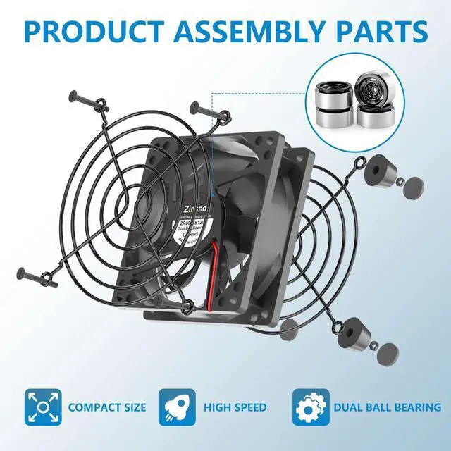 Alt view image 6 of 7 - Computer Fan with AC Plug 80mm 110V 120V 220V 240V Fan with Speed Controller for Receiver DVR PlayStation Xbox Computer Cabinet Cooling