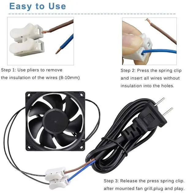 Alt view image 7 of 7 - EC AXIAL 8025, Muffin Fan 110V 115V 120V 220V 240V AC 80mm x 25mm Small Brushless Cooling Fan with Switch Power Cord for DIY Ventilation Exhaust Projects