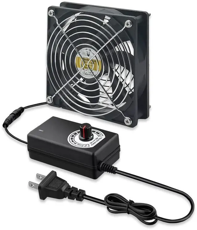 Main image of Computer Fan with AC Plug,120 mm Variable Speed Small Brushless Cooling Fan, AC 100V - 240V Speed Control, for Cabinet Case Chassis Server Workstation Amplifier Xbox Pet Box Cooling