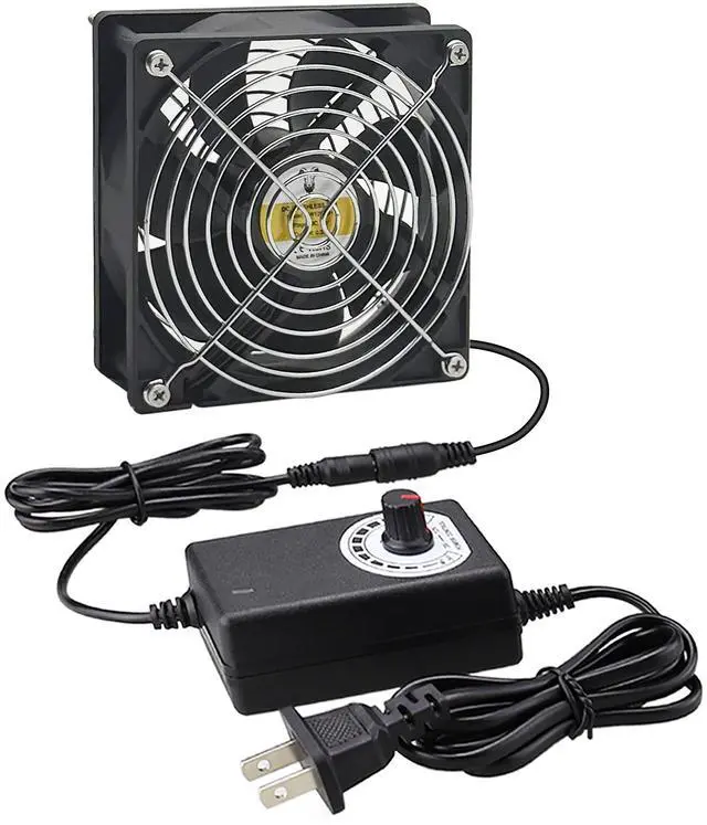 Alt view image 7 of 7 - Computer Fan with AC Plug,120 mm Variable Speed Small Brushless Cooling Fan, AC 100V - 240V Speed Control, for Cabinet Case Chassis Server Workstation Amplifier Xbox Pet Box Cooling