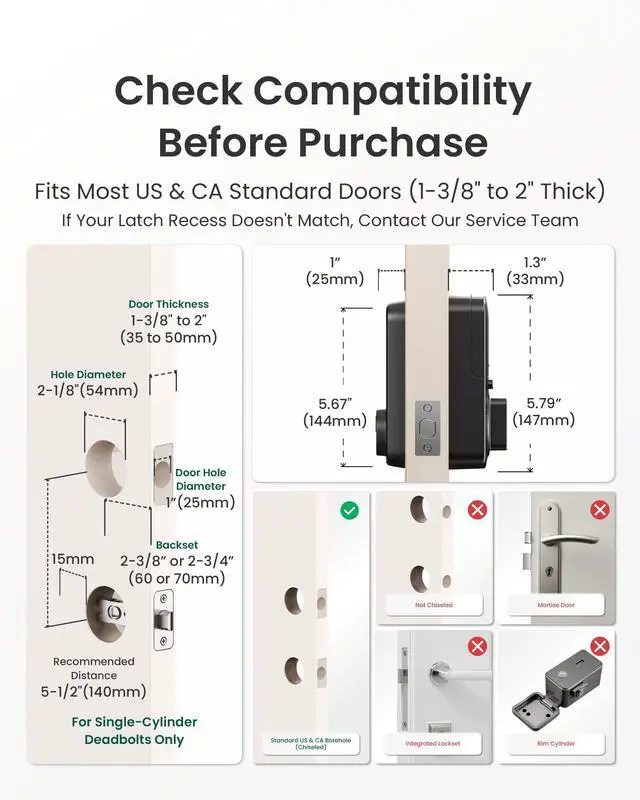 Alt view image 6 of 7 - Smart Door Lock B200, Smart Deadbolt Lock, Keyless Entry Door Lock, Fingerprint Smart Lock, Smart Locks for Front Door, App Control, Touchscreen Keypad Deadbolts,12-Month Battery, BHMA Grade3