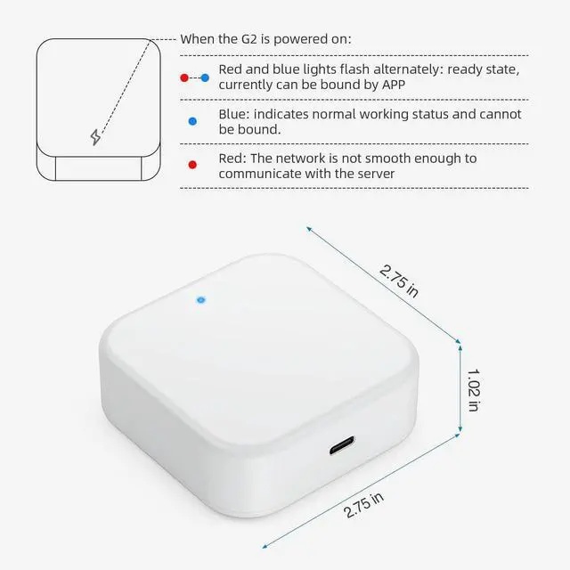 Alt view image 2 of 7 - G2 Smart Lock WiFi Gateway, 2.4GHz Remote Controller for TT/DD Locks, Alexa Compatible