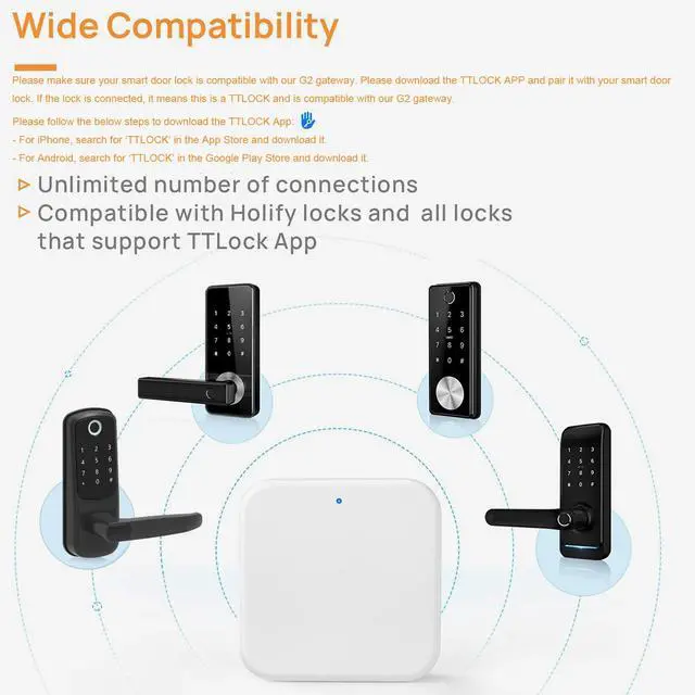Alt view image 4 of 7 - G2 Smart Lock WiFi Gateway, 2.4GHz Remote Controller for TT/DD Locks, Alexa Compatible
