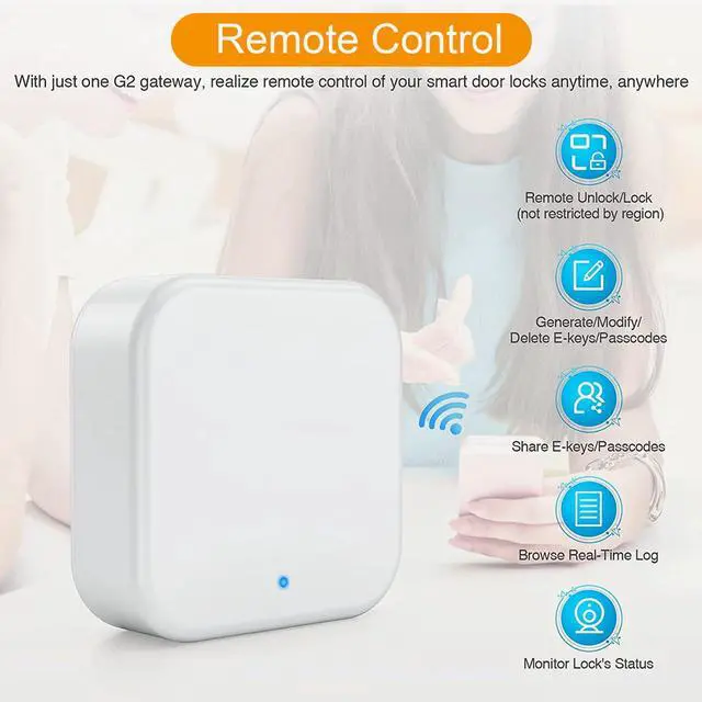Alt view image 6 of 7 - G2 Smart Lock WiFi Gateway, 2.4GHz Remote Controller for TT/DD Locks, Alexa Compatible