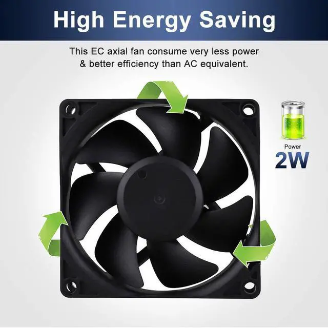 Alt view image 5 of 7 - 80mm EC Axial Fan AC 110V 115V 120V 220V 240V Brushless Cooling Fan 80mm x 25mm
