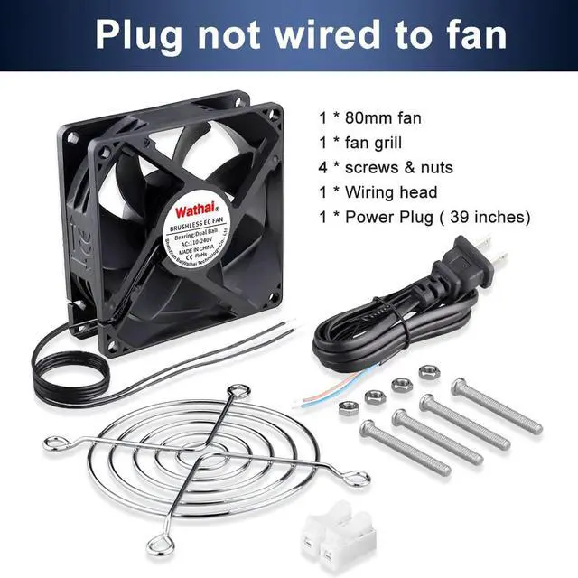 Alt view image 7 of 7 - 80mm EC Axial Fan AC 110V 115V 120V 220V 240V Brushless Cooling Fan 80mm x 25mm