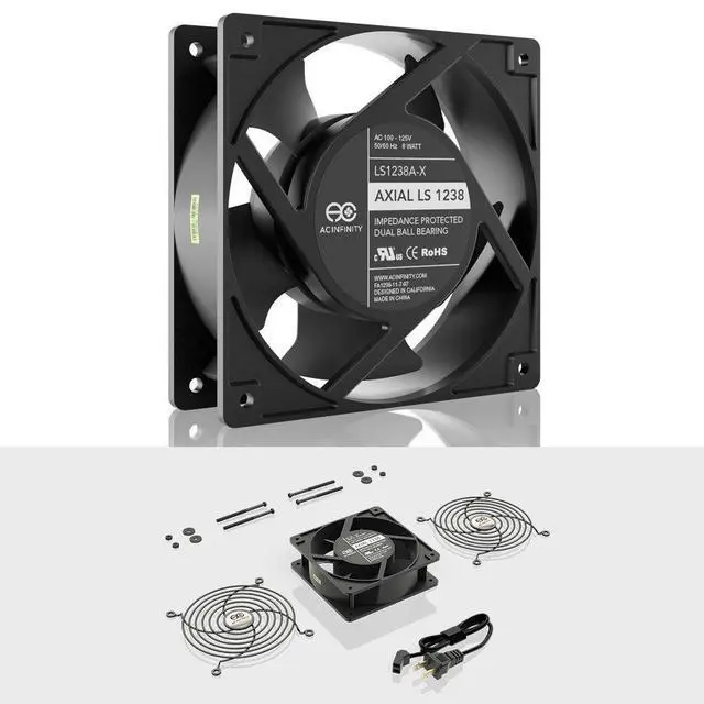 Alt view image 2 of 7 - AXIAL LS1238, Quiet Muffin Fan, 120V AC 120mm x 38mm Low Speed, UL-Certified for DIY Cooling Ventilation Exhaust Projects