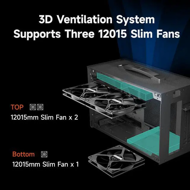 Alt view image 2 of 7 - CPS K101 Mini ITX PC Case, Mesh High Airflow SFF Chassis, Fits 340mm GPU, 3X 12015 Slim Fan Support, Ergonomic Handle, Tool-Free Side Panels, USB 3.0 & Type-C(Pcie Riser Cable Not Included)