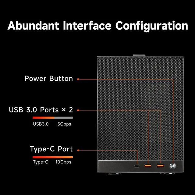 Alt view image 5 of 7 - CPS K101 Mini ITX PC Case, Mesh High Airflow SFF Chassis, Fits 340mm GPU, 3X 12015 Slim Fan Support, Ergonomic Handle, Tool-Free Side Panels, USB 3.0 & Type-C(Pcie Riser Cable Not Included)