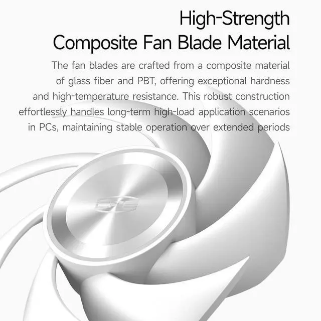Alt view image 2 of 7 - 120mm PWM Case Fan, Dual Halo Lighting, Wireless Connection Design, Dual Ball Bearing, High Static Pressure, 5V 3-Pin Sync, Single Fan (F7 X120 ARGB White)