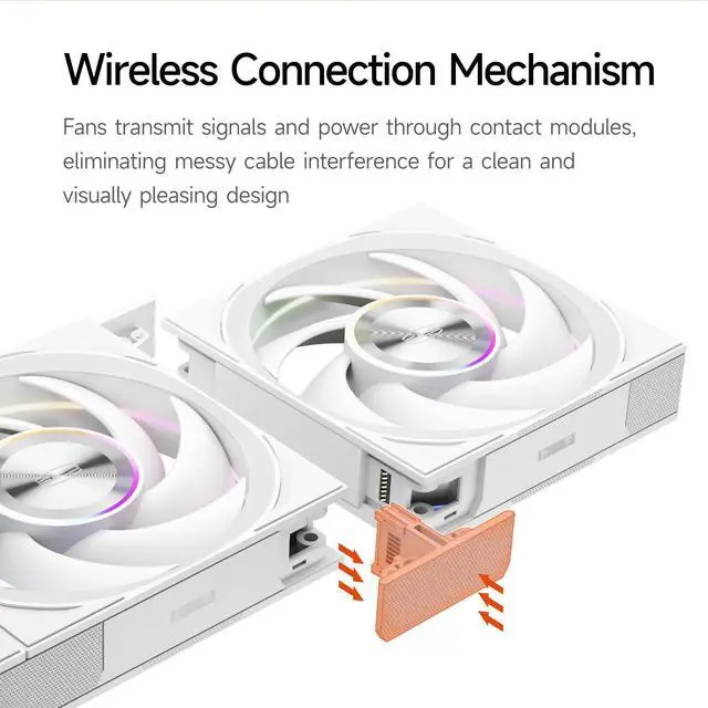 Alt view image 5 of 7 - 120mm PWM Case Fan, Dual Halo Lighting, Wireless Connection Design, Dual Ball Bearing, High Static Pressure, 5V 3-Pin Sync, Single Fan (F7 X120 ARGB White)