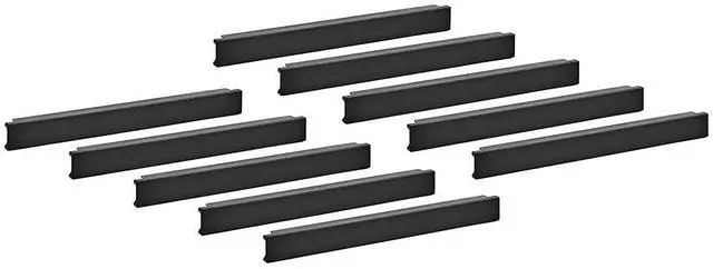 Alt view image 3 of 3 - 1U Non-Vented Blanking Panel, Horizonal Toolless Mounting, Plastic, Matte Black, 19 x 1.19 x 1.75 inch (L x W x H), 10-Pack