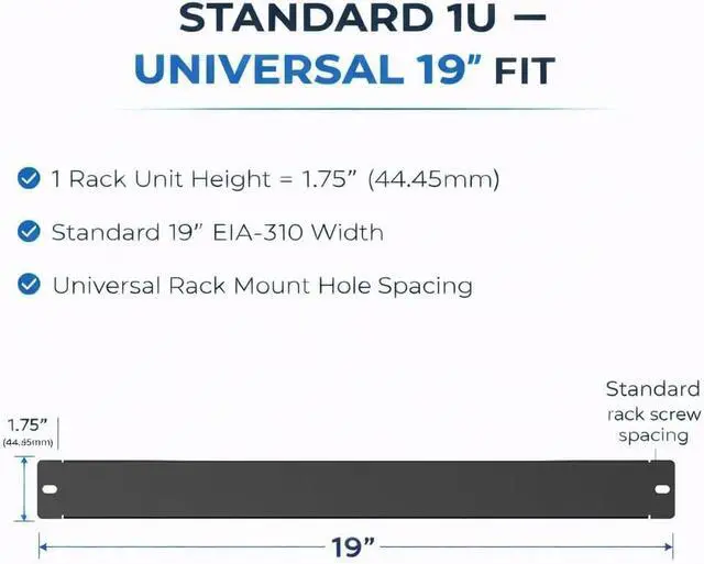 Alt view image 3 of 6 - Rack Blank Panels for 19 Server, Network & AV Racks | Steel Filler Plate | 10 Sets of Cage Nuts, Screws, and Washers Included | Universal Rack Accessory (5, 1U)