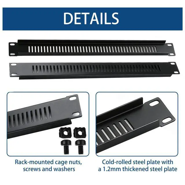 Alt view image 4 of 6 - 5 Pack of 1U Blank Panel - Metal Rack Mount Filler Panel for 19in Server Rack Cabinet or Enclosure (1U Venting Panel)