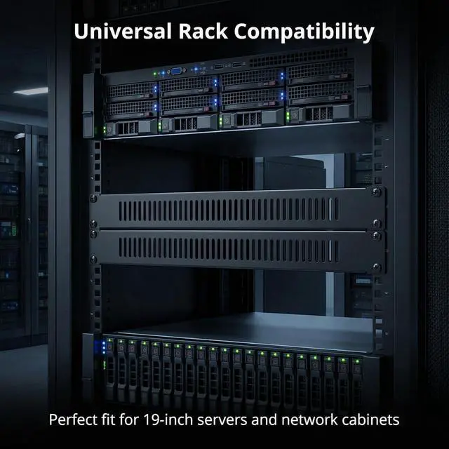 Alt view image 6 of 6 - 5 Pack of 1U Blank Panel - Metal Rack Mount Filler Panel for 19in Server Rack Cabinet or Enclosure (1U Venting Panel)