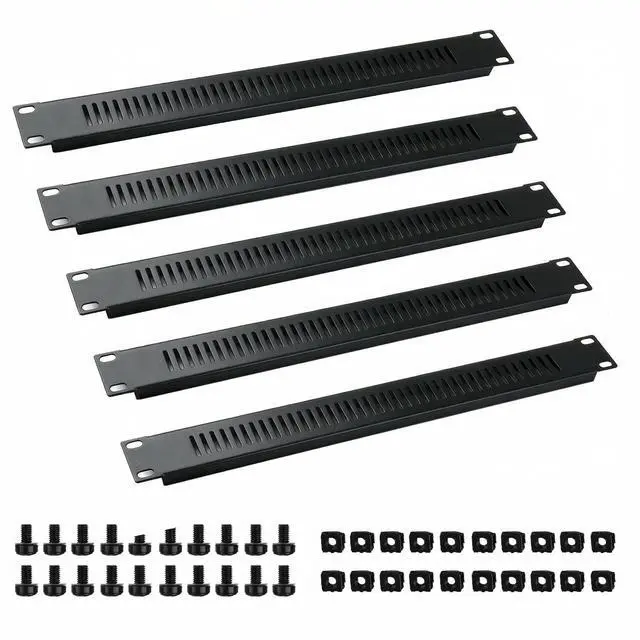 Main image of 5 Pack of 1U Blank Panel - Metal Rack Mount Filler Panel for 19in Server Rack Cabinet or Enclosure (1U Venting Panel)
