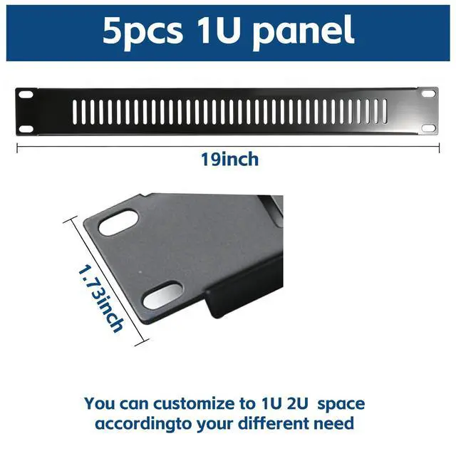 Alt view image 3 of 6 - 5 Pack of 1U Blank Panel - Metal Rack Mount Filler Panel for 19in Server Rack Cabinet or Enclosure (1U Venting Panel)
