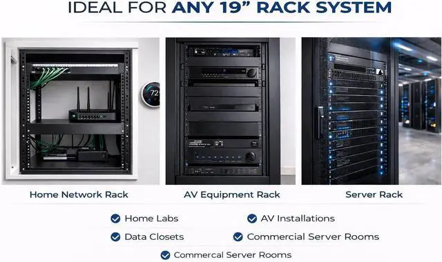 Alt view image 6 of 6 - Rack Blank Panels for 19 Server, Network & AV Racks | Steel Filler Plate | 10 Sets of Cage Nuts, Screws, and Washers Included | Universal Rack Accessory (5, 1U)