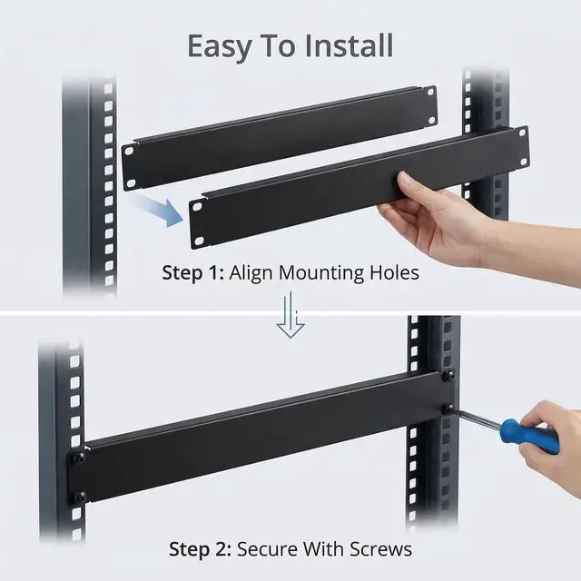 Alt view image 3 of 6 - 5 Pack of 1U Blank Panel - Metal Rack Mount Filler Panel for 19in Server Rack Cabinet or Enclosure (1U Blank Panel)