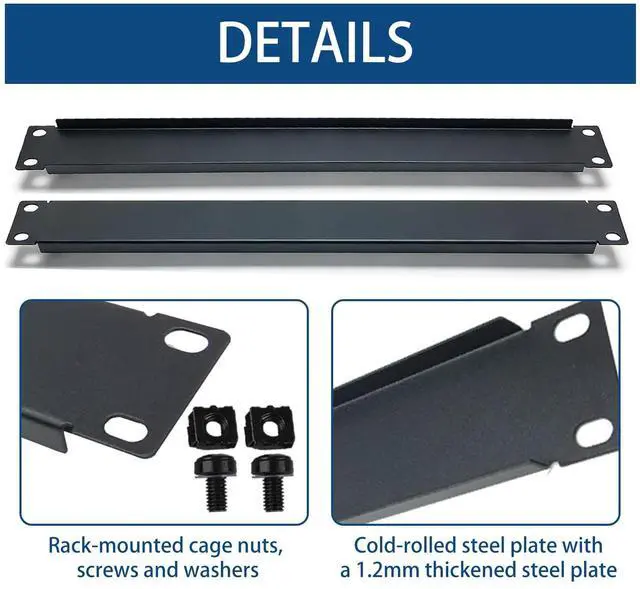 Alt view image 5 of 6 - 5 Pack of 1U Blank Panel - Metal Rack Mount Filler Panel for 19in Server Rack Cabinet or Enclosure (1U Blank Panel)