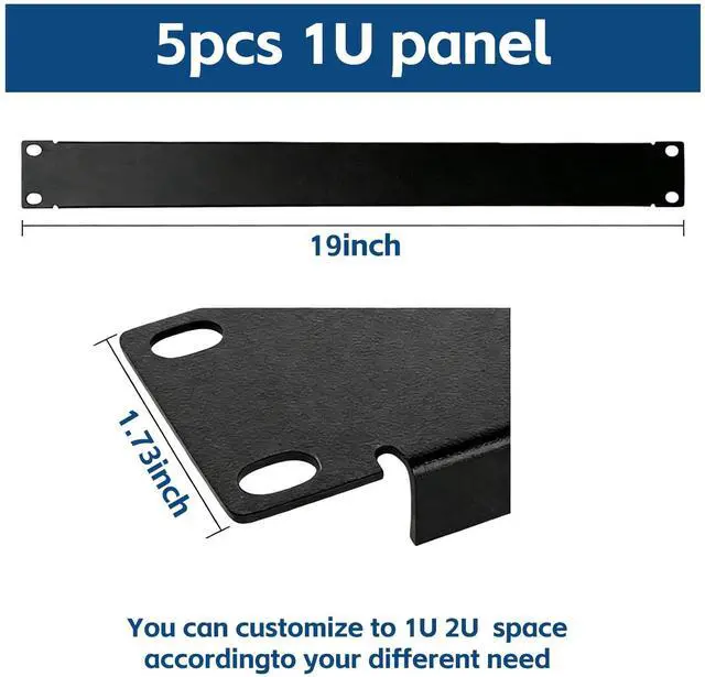 Alt view image 6 of 6 - 5 Pack of 1U Blank Panel - Metal Rack Mount Filler Panel for 19in Server Rack Cabinet or Enclosure (1U Blank Panel)