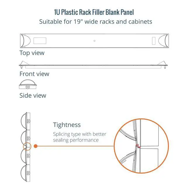 Alt view image 3 of 6 - 1U Blank Panel, Plastic Rack Blank Panel, Rack Mount Plate for 19 in Server Rack Enclosure or Network Cabinet, Toolless Mounting, Black(10 Pack)