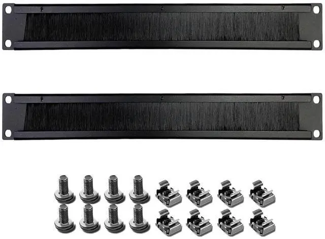 Main image of 1U Blank Panel, 19 Inch Blank Rack Mount Panel,1U Disassembled Cable Management Rack Mount Spacer W/Brush for Server Network Rack Enclosure Cabinet Cable (2pcs-Brush)