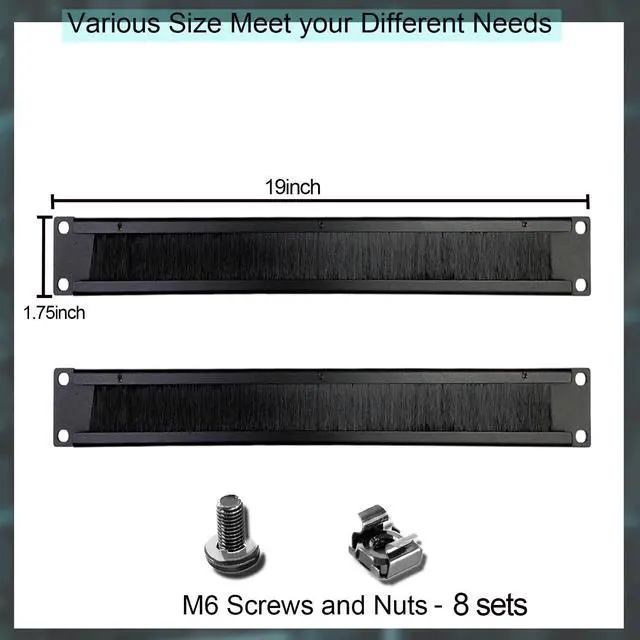 Alt view image 2 of 7 - 1U Blank Panel, 19 Inch Blank Rack Mount Panel,1U Disassembled Cable Management Rack Mount Spacer W/Brush for Server Network Rack Enclosure Cabinet Cable (2pcs-Brush)