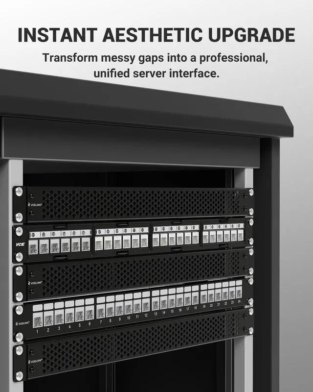 Alt view image 2 of 7 - 1U Ventilated Blank Panel for 19" Server Rack, Detachable Design Network Cabinet Spacer, S45C Carbon Steel Rack Filler Plate with Screws, Black 1-Pack