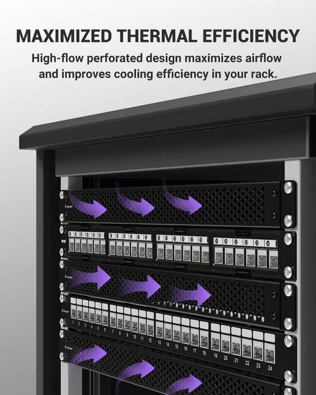 Alt view image 3 of 7 - 1U Ventilated Blank Panel for 19" Server Rack, Detachable Design Network Cabinet Spacer, S45C Carbon Steel Rack Filler Plate with Screws, Black 1-Pack