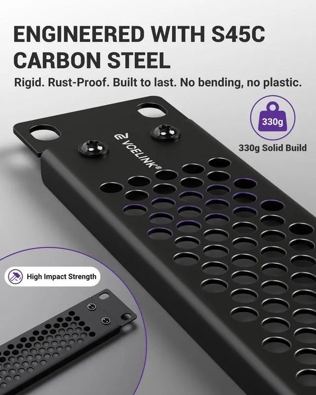 Alt view image 4 of 7 - 1U Ventilated Blank Panel for 19" Server Rack, Detachable Design Network Cabinet Spacer, S45C Carbon Steel Rack Filler Plate with Screws, Black 1-Pack