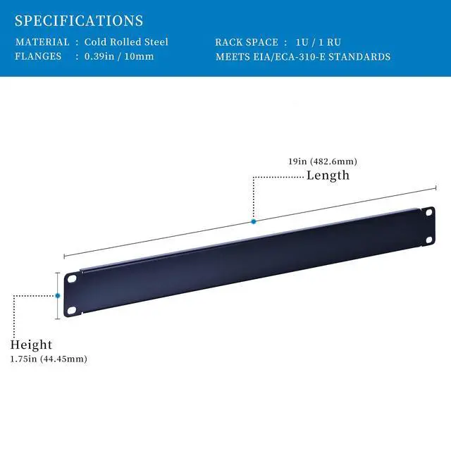 Alt view image 2 of 7 - 1U Blank Rack Mount Panel Spacer for 19in Server Rack Enclosure or Network Cabinet 2 Pack